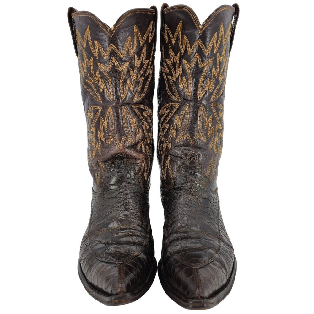 Vintage Preban Sea Turtle Exotic Justin Cowboy Boots Mens 8.5 Brown Western 9020 - Picture 11 of 14
